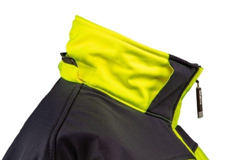 KURTKA ROBOCZA OSTRZEGAWCZA SOFTSHELL Z KAPTUREM ŻÓŁTA M