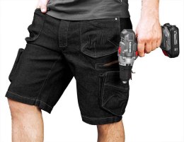 KRÓTKIE SPODENKI ROBOCZE DENIM, CZARNE XL