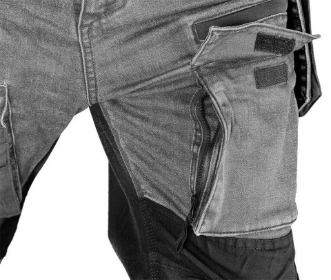 SPODNIE ROBOCZE DENIM WZMOCNIENIA CORDURA, SZARE, ROZ. XL
