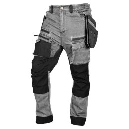 SPODNIE ROBOCZE DENIM WZMOCNIENIA CORDURA, SZARE, ROZ. M