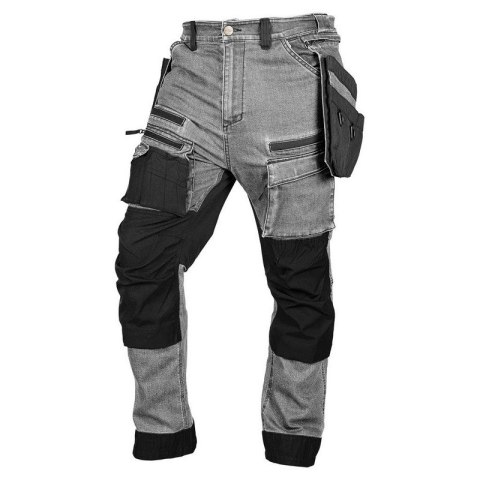 SPODNIE ROBOCZE DENIM WZMOCNIENIA CORDURA, SZARE, ROZ. M
