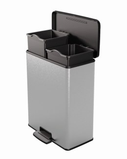 KOSZ NA ŚMIECI CURVER, Z PEDAŁEM 26+26L - METALIZOWANY